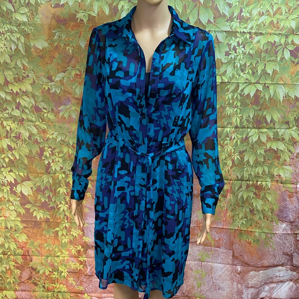The Limited Sheer Belted Shirtdress with Chemise